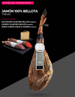 Jamón 100% Bellota especial Primavera José Jara con lote de Chorizo y Salchichón Cular de Bellota y Queso