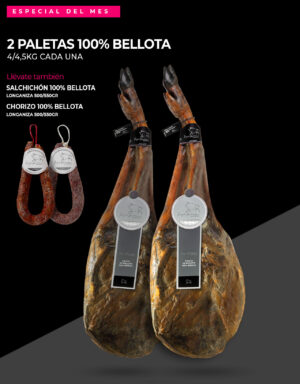2 Paletas 100% Bellota especial Primavera José Jara con lote de Chorizo y Salchichón Longanizas de Bellota