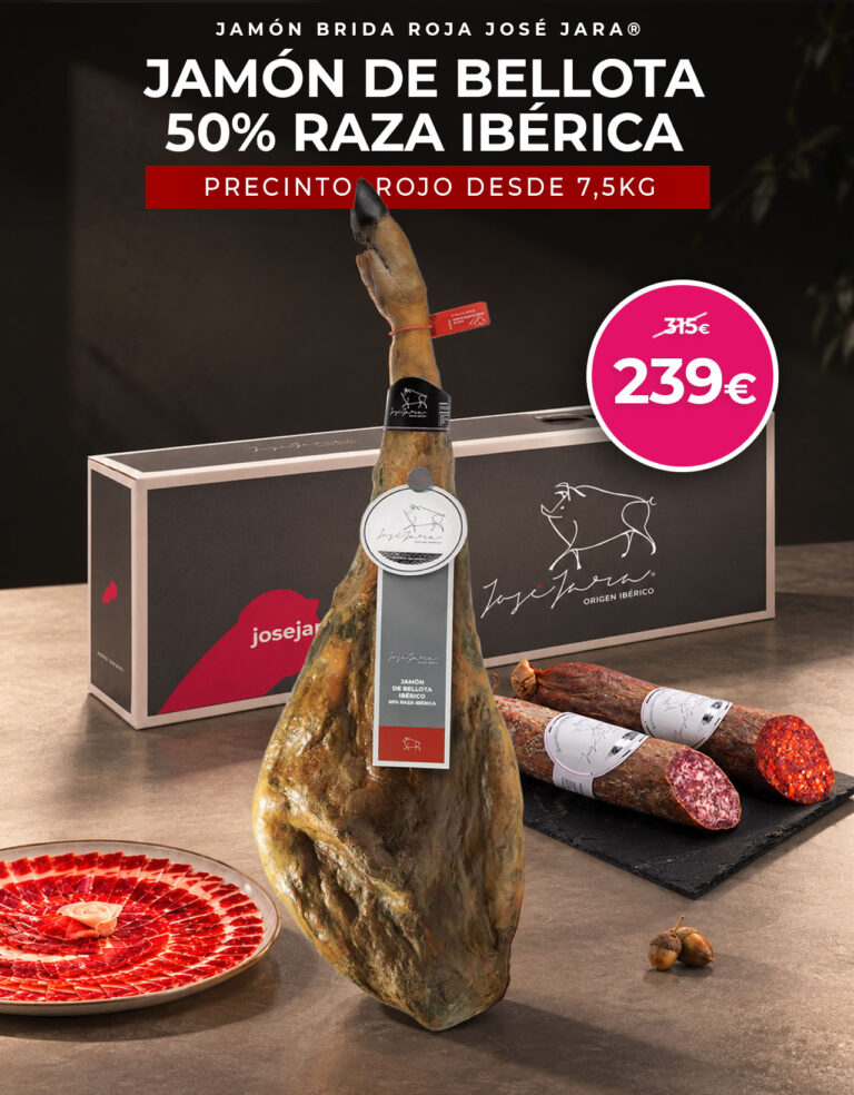 Jamón de Bellota 50% raza ibérica desde 7,5Kg y lote de embutidos ibéricos 100% bellota: Chorizo y Salchichón cular